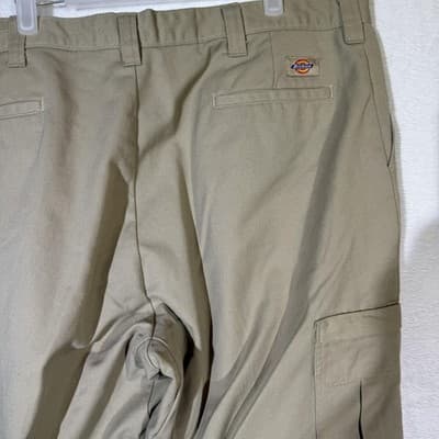 Dickies Cargo Pants Mens 42x32 Khaki Utility Workwear Pockets Polyester Blend - Thumbnail 10