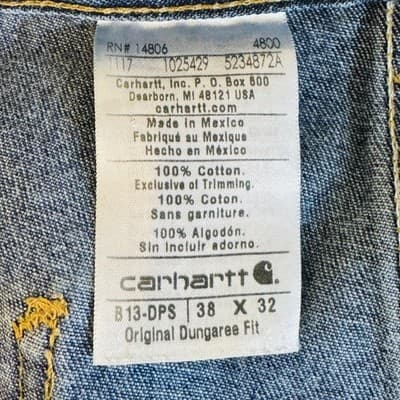 Carhartt 813-DPS Jeans Mens 38x32 Blue Medium Wash Zip Fly Relaxed Straight - Thumbnail 9