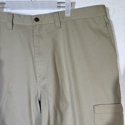Dickies Cargo Pants Mens 42x32 Khaki Utility Workwear Pockets Polyester Blend - Thumbnail 7