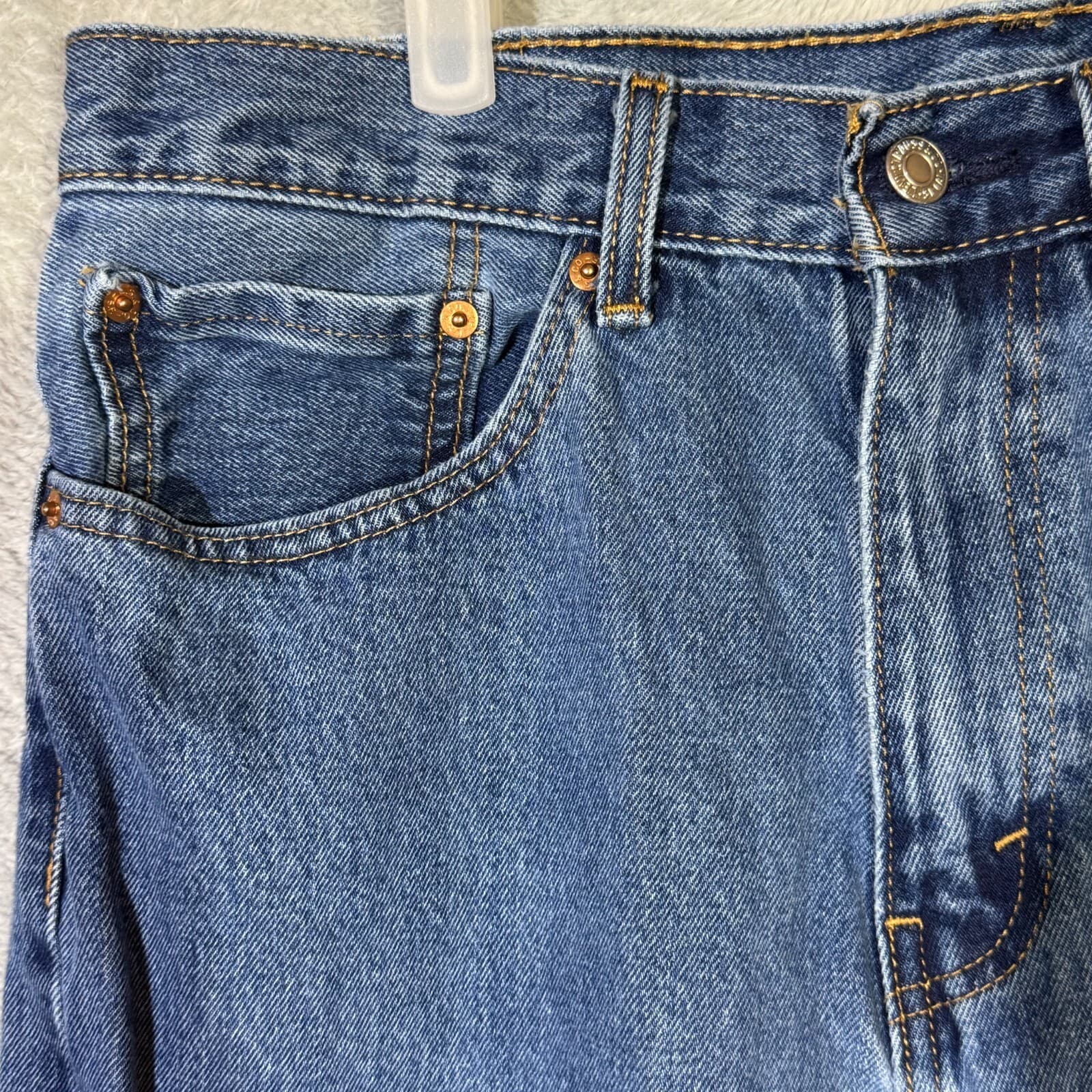 Levis 505 Jeans Mens 36x29 Regular Fit Straight Leg Blue Denim Zip Fly Classic - Thumbnail 3