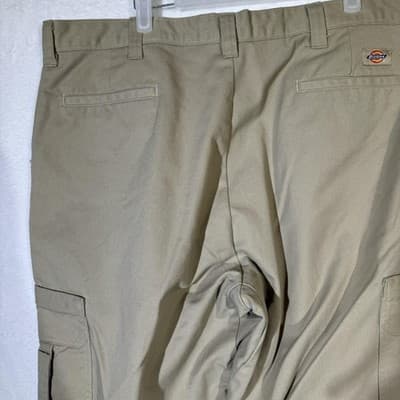 Dickies Cargo Pants Mens 42x32 Khaki Utility Workwear Pockets Polyester Blend - Thumbnail 9