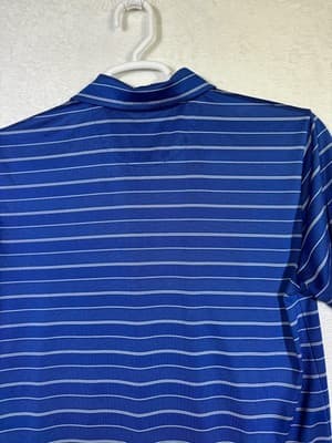 Brooks Brothers Polo Shirt Mens Medium Blue Striped Performance Golf Casual - Thumbnail 10