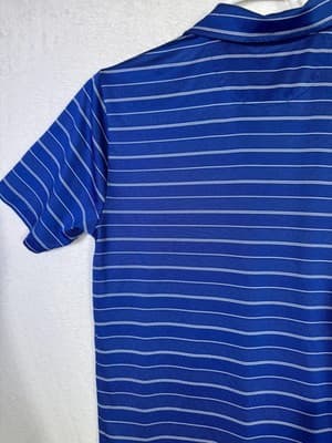 Brooks Brothers Polo Shirt Mens Medium Blue Striped Performance Golf Casual - Thumbnail 9