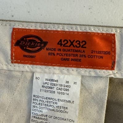 Dickies Cargo Pants Mens 42x32 Khaki Utility Workwear Pockets Polyester Blend - Thumbnail 12