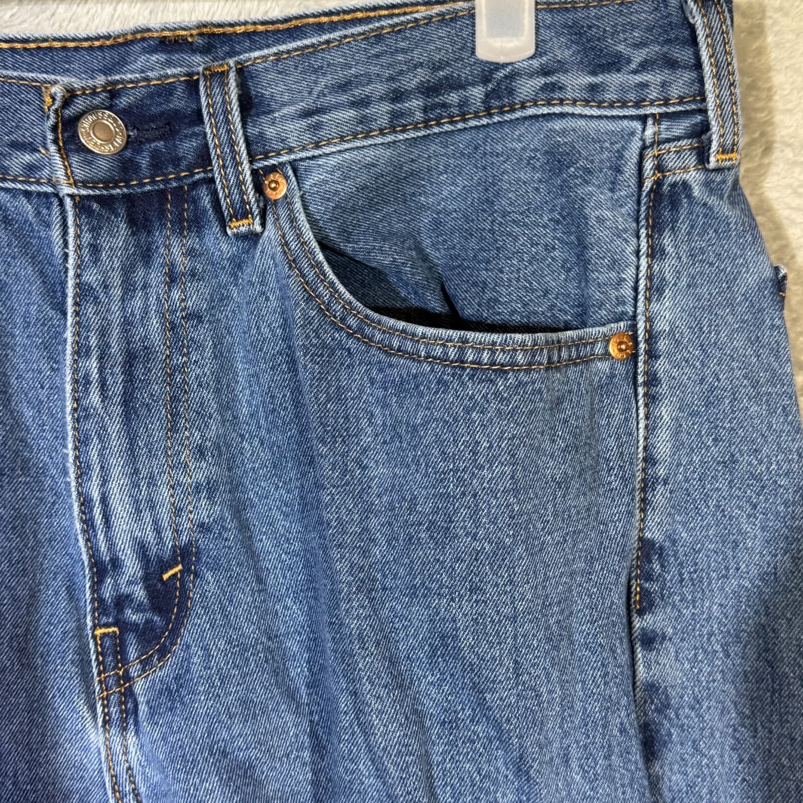 Levis 505 Jeans Mens 36x29 Regular Fit Straight Leg Blue Denim Zip Fly Classic - Thumbnail 4