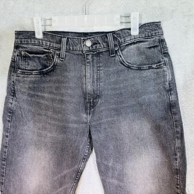 Levis 569 Jeans Mens 32x32 Black Charcoal Wash Relaxed Straight Denim Zip Fly - Thumbnail 3