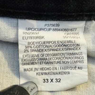 Dickies Carpenter Jeans Mens 33x32 Black Charcoal Wash Relaxed Straight Denim - Thumbnail 5