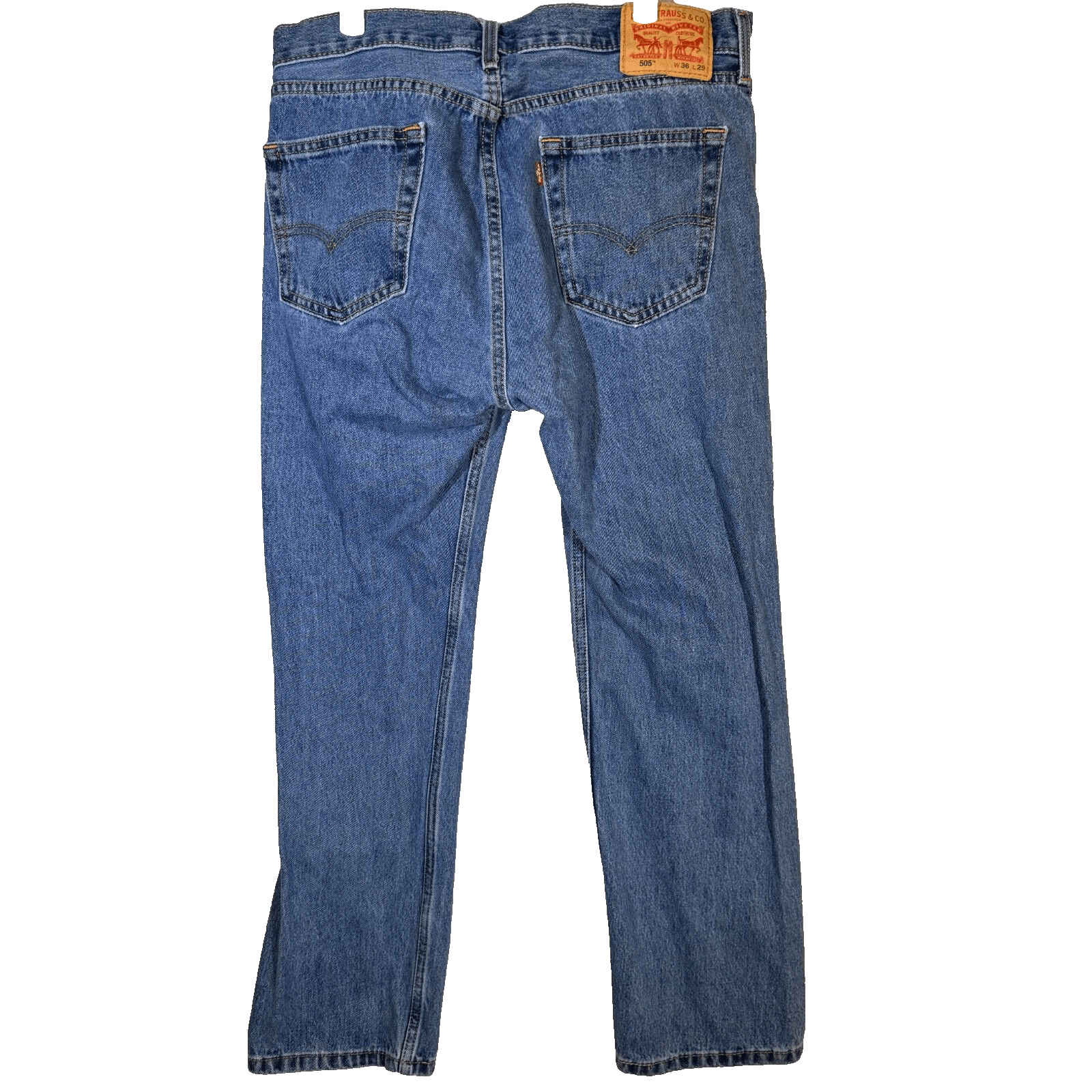 Levis 505 Jeans Mens 36x29 Regular Fit Straight Leg Blue Denim Zip Fly Classic - Thumbnail 2