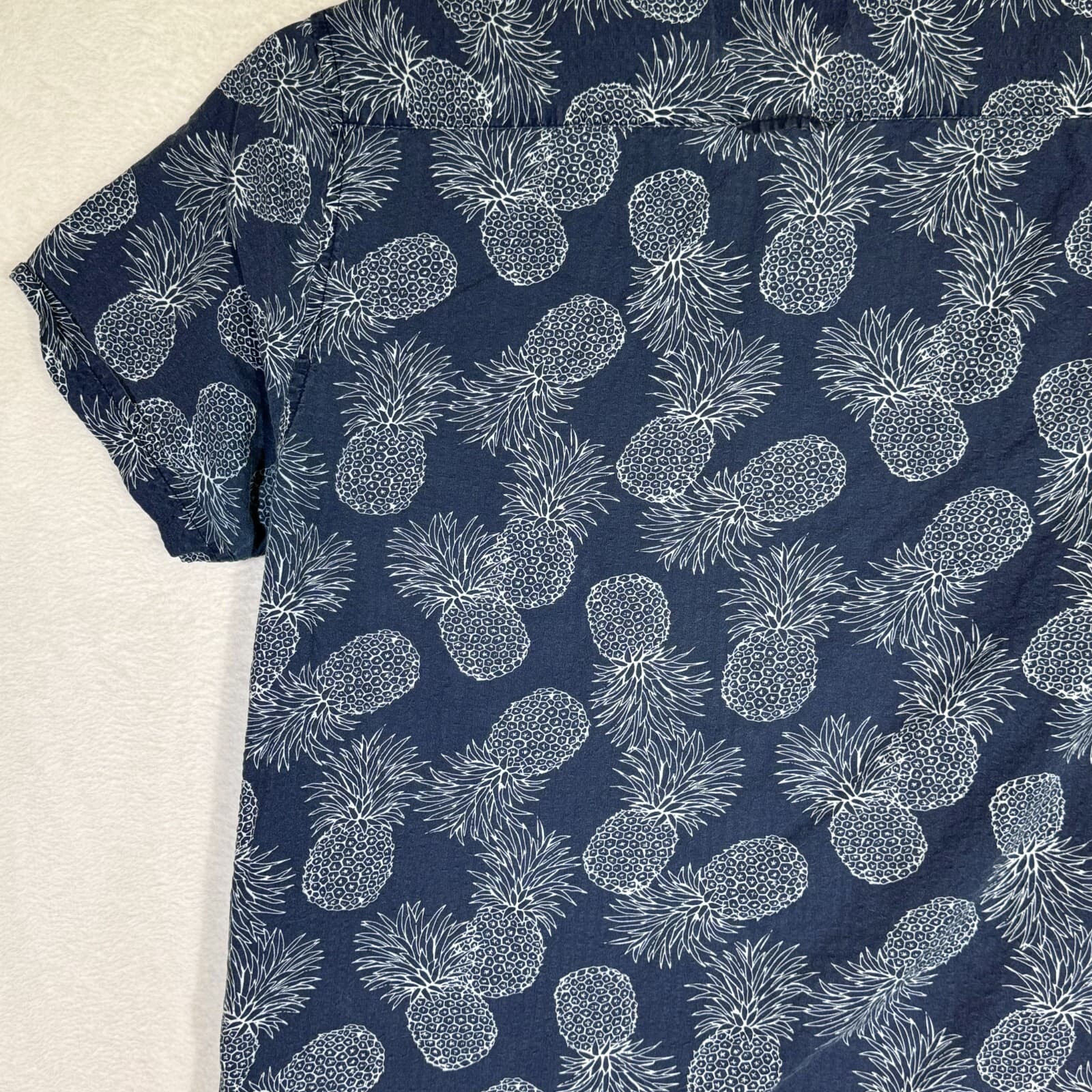 Cactus Man Men’s S Navy Pineapple Print Slim Cotton Button-Up Shirt – M570 - Thumbnail 9