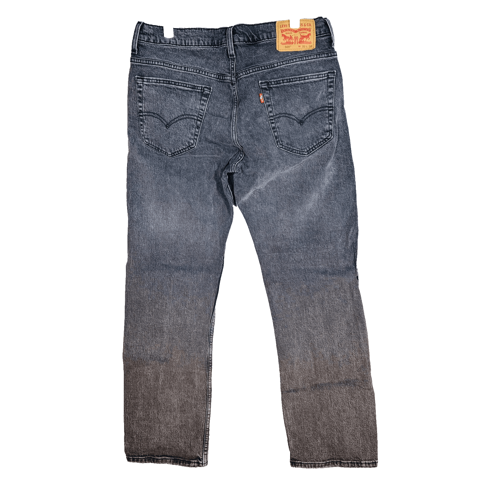 Levis 569 Jeans Mens 32x32 Black Charcoal Wash Relaxed Straight Denim Zip Fly - Thumbnail 2