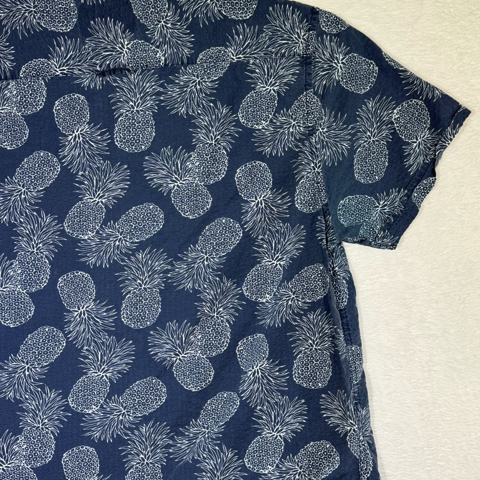 Cactus Man Men’s S Navy Pineapple Print Slim Cotton Button-Up Shirt – M570 - Thumbnail 11