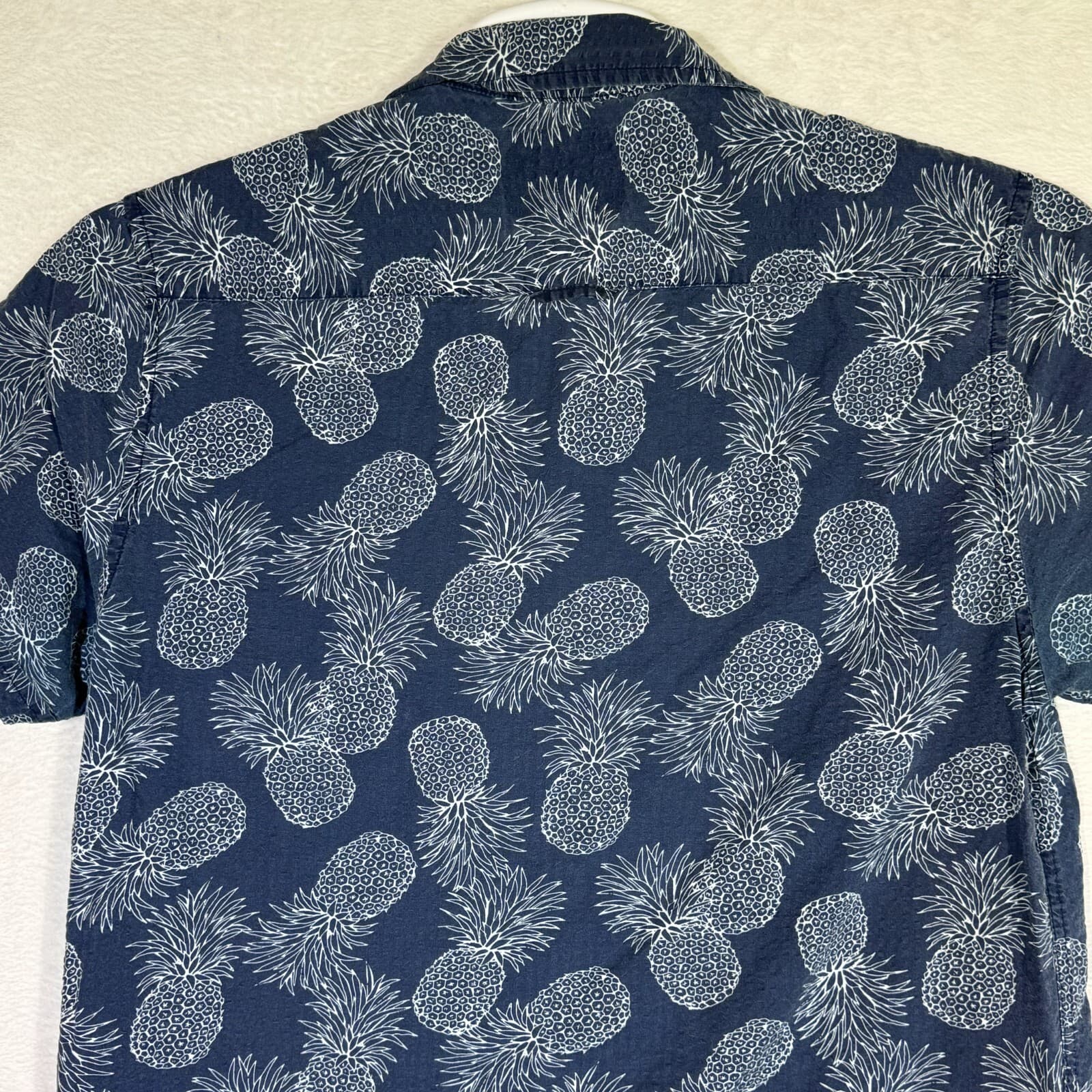 Cactus Man Men’s S Navy Pineapple Print Slim Cotton Button-Up Shirt – M570 - Thumbnail 10