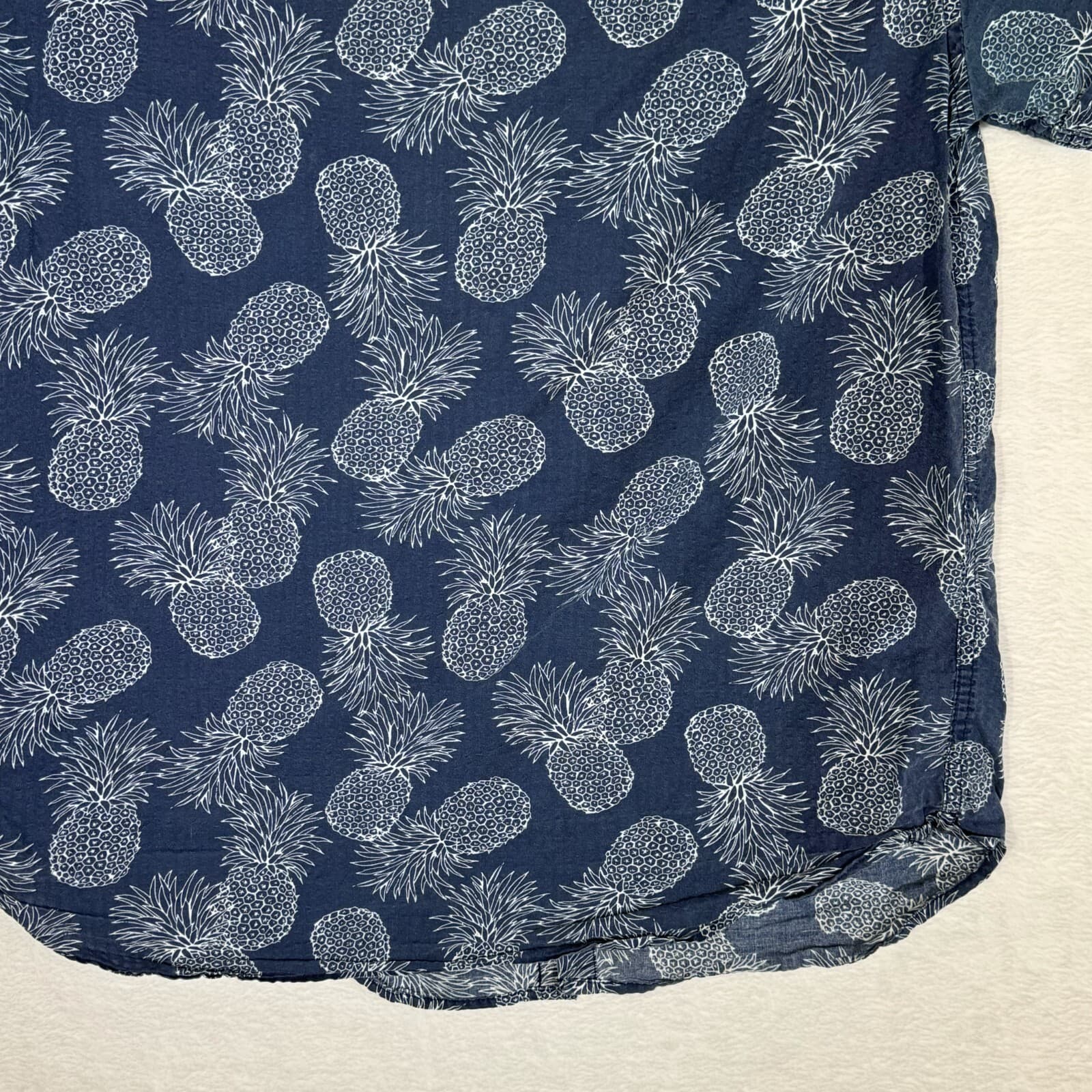 Cactus Man Men’s S Navy Pineapple Print Slim Cotton Button-Up Shirt – M570 - Thumbnail 8