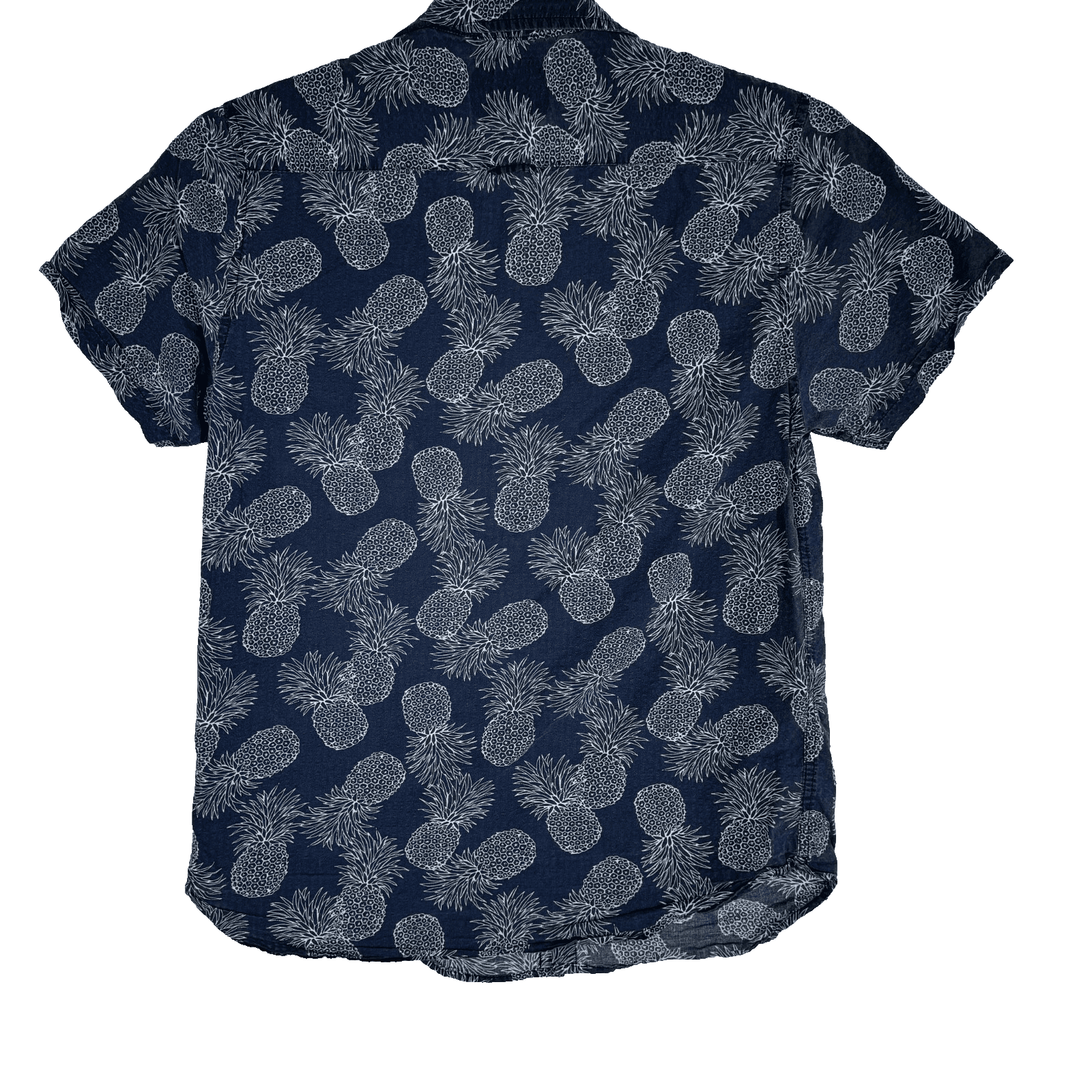 Cactus Man Men’s S Navy Pineapple Print Slim Cotton Button-Up Shirt – M570 - Thumbnail 2