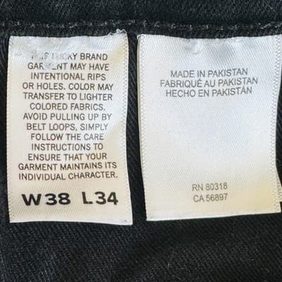 Lucky Brand 410 Jeans Mens 38x34 Black Charcoal Wash Zip Fly Athletic Straight - Thumbnail 11