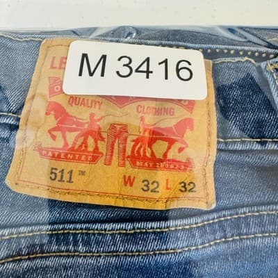 Levis 511 Jeans Mens 32x32 Blue Medium Wash Slim Tapered Stretch Denim Zip Fly - Thumbnail 15