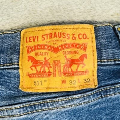Levis 511 Jeans Mens 32x32 Blue Medium Wash Slim Tapered Stretch Denim Zip Fly - Thumbnail 7