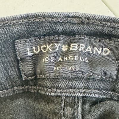 Lucky Brand 410 Jeans Mens 38x34 Black Charcoal Wash Zip Fly Athletic Straight - Thumbnail 9