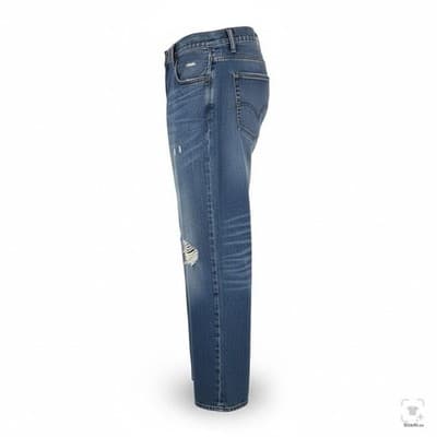 Levis 569 Jeans Mens 38x32 Blue Medium Wash Distressed Relaxed Denim Zip Fly - Thumbnail 3