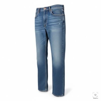 Levis 514 Jeans Mens 34x34 Blue Light Wash Straight Denim Zip Fly Stretch - Thumbnail 2