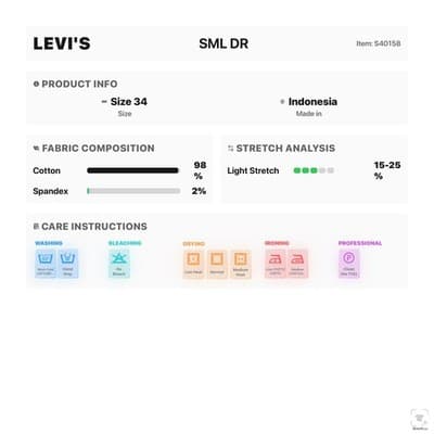 Levis 514 Jeans Mens 34x34 Blue Light Wash Straight Denim Zip Fly Stretch - Thumbnail 16