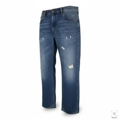 Levis 569 Jeans Mens 38x32 Blue Medium Wash Distressed Relaxed Denim Zip Fly - Thumbnail 2