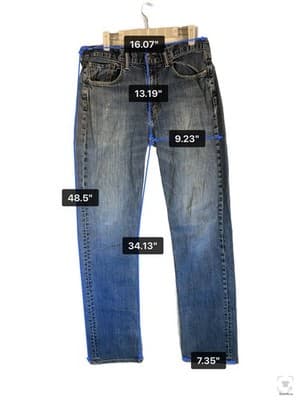 Levis 514 Jeans Mens 34x34 Blue Light Wash Straight Denim Zip Fly Stretch - Thumbnail 14