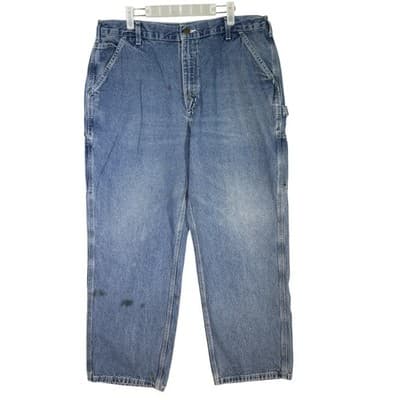 Carhartt Jeans Mens 38x30 Blue Denim B13-DST Loose Original Fit Workwear Utility - Image 1