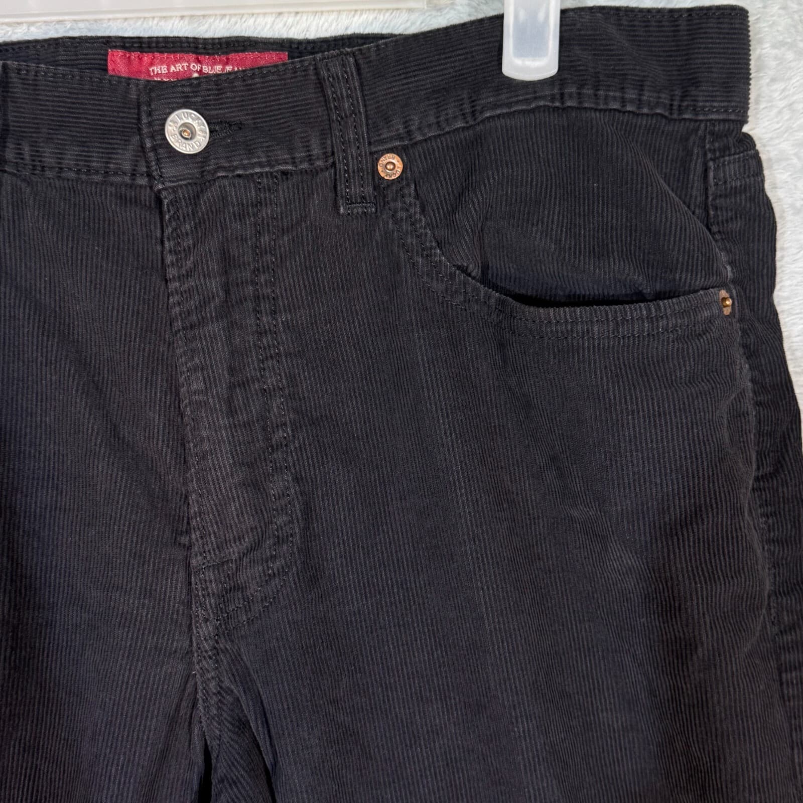 Lucky Brand 361 Vintage Straight Mens 34x32 Black Corduroy Jeans - Thumbnail 4