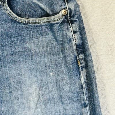 Levis 514 Jeans Mens 34x34 Blue Light Wash Straight Denim Zip Fly Stretch - Thumbnail 7