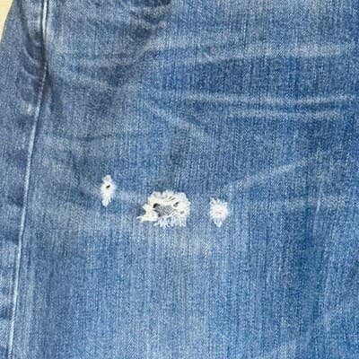 Levis 569 Jeans Mens 38x32 Blue Medium Wash Distressed Relaxed Denim Zip Fly - Thumbnail 8