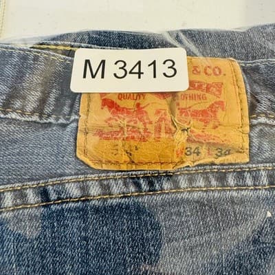 Levis 514 Jeans Mens 34x34 Blue Light Wash Straight Denim Zip Fly Stretch - Thumbnail 17