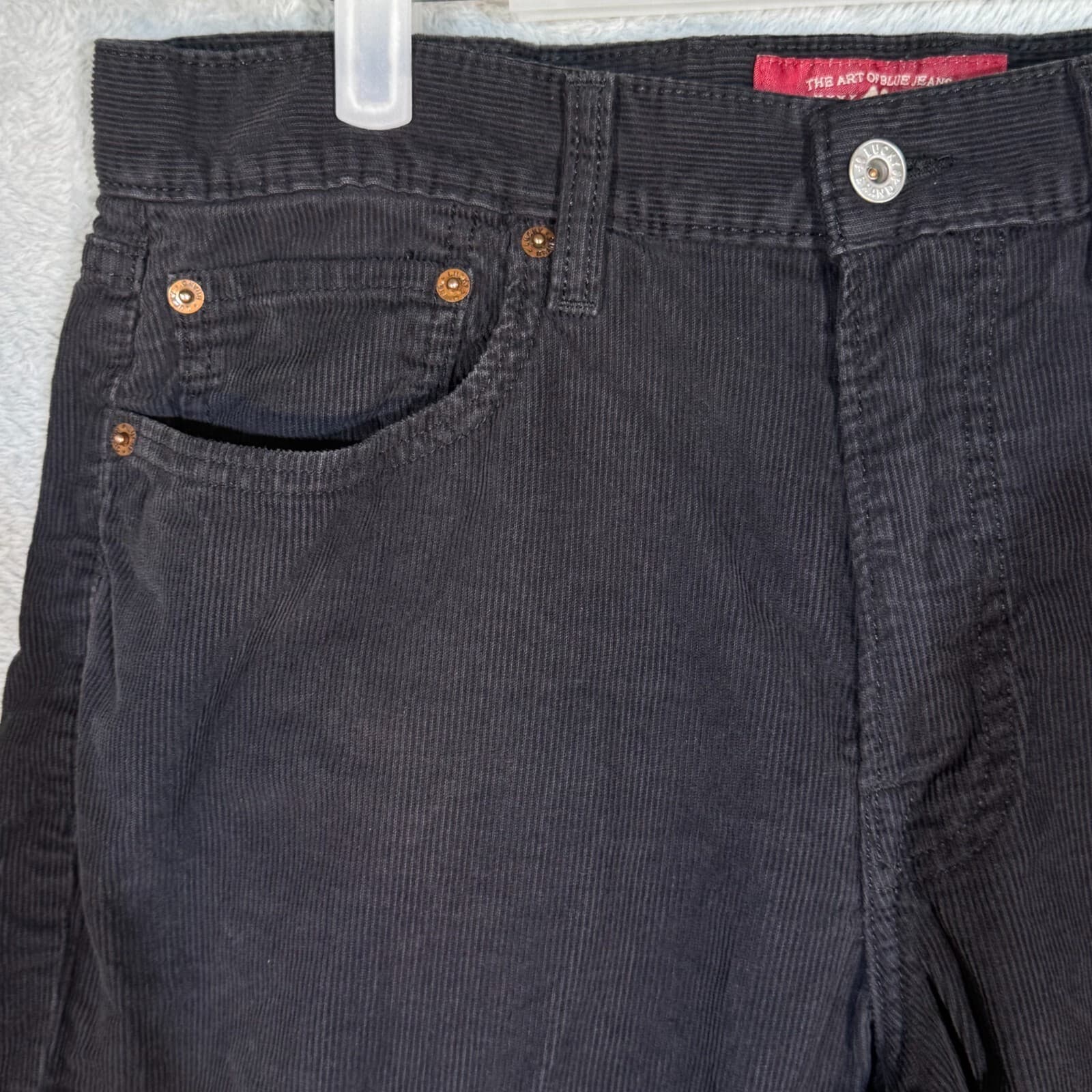 Lucky Brand 361 Vintage Straight Mens 34x32 Black Corduroy Jeans - Thumbnail 3