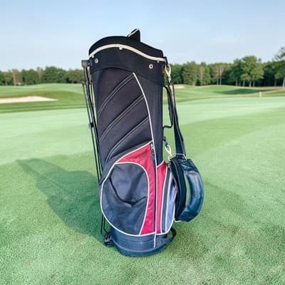 Golf Stand Bag Black Red Blue 5-Way Divider Dual Strap Mens Large Carry - Thumbnail 2