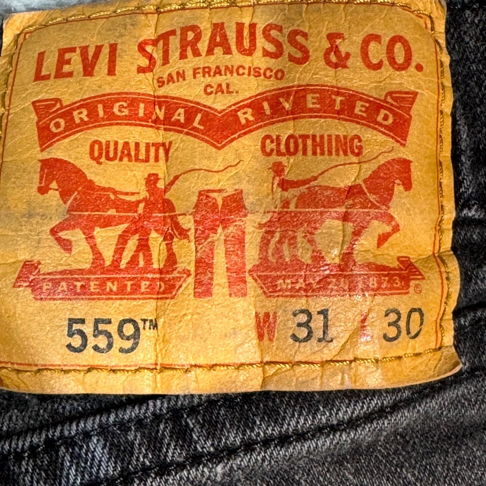 Levi's 559 Jeans Mens 31x30 Black Denim Relaxed Straight Mid Rise Stretch Zip - Thumbnail 4