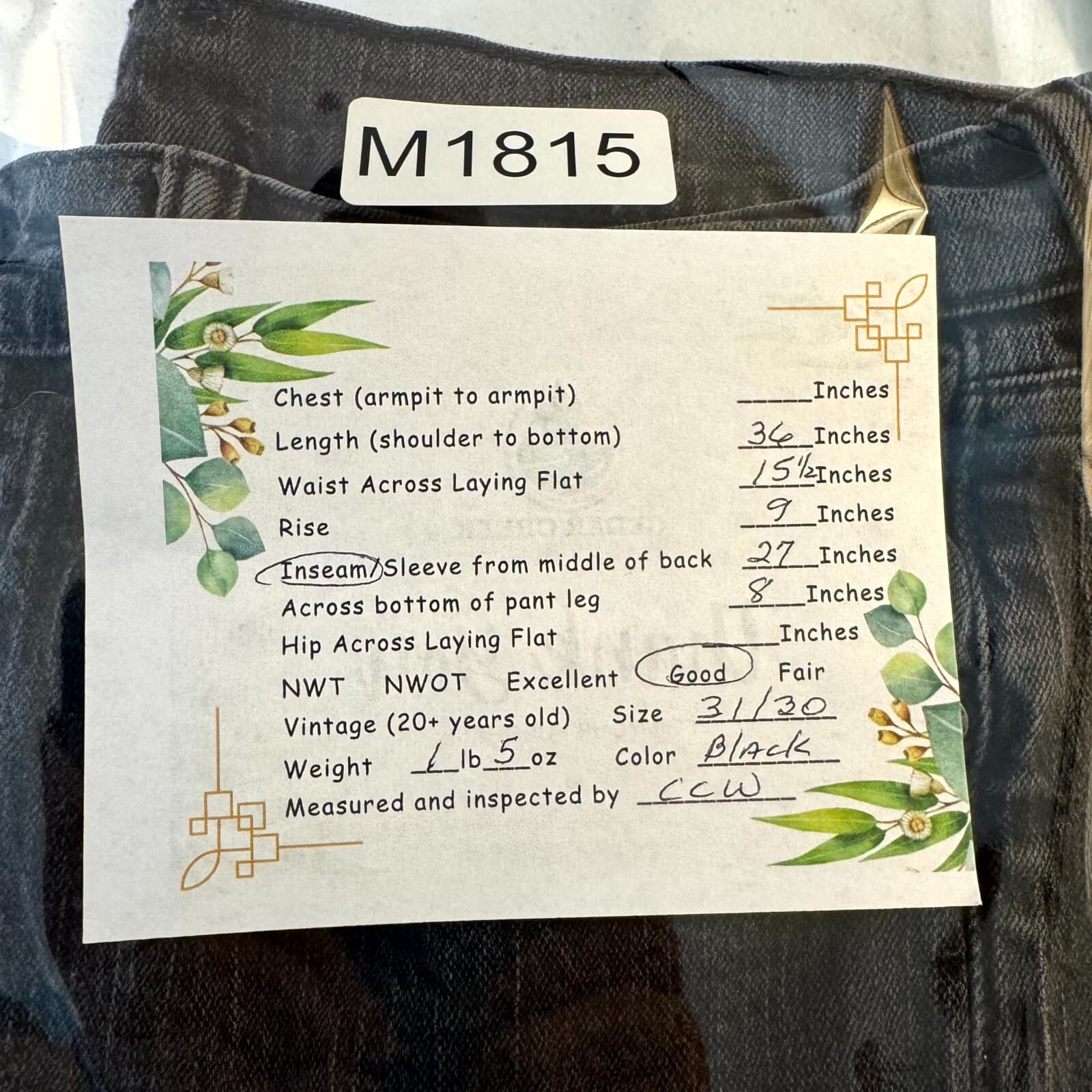 Levi's 559 Jeans Mens 31x30 Black Denim Relaxed Straight Mid Rise Stretch Zip - Thumbnail 8