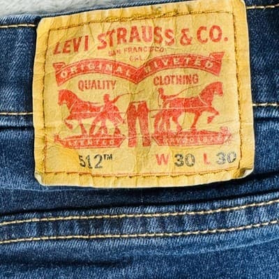 Levis 512 Jeans Mens 30x30 Blue Dark Wash Slim Tapered Stretch Denim Zip Fly - Thumbnail 7