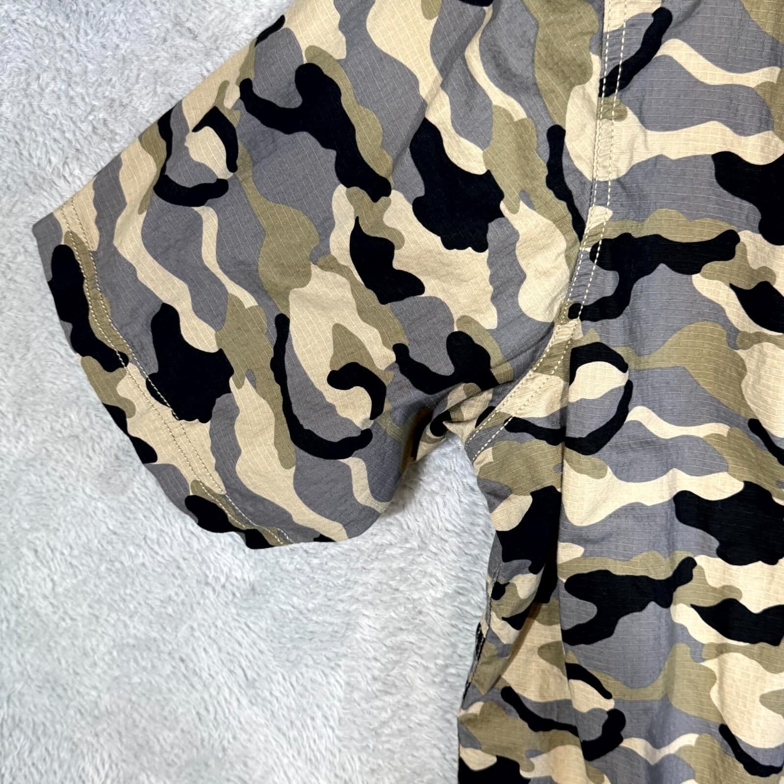 Dickies Shirt Mens 3XL Gray Camouflage Stretch Short Sleeve Button Up Casual - Thumbnail 10