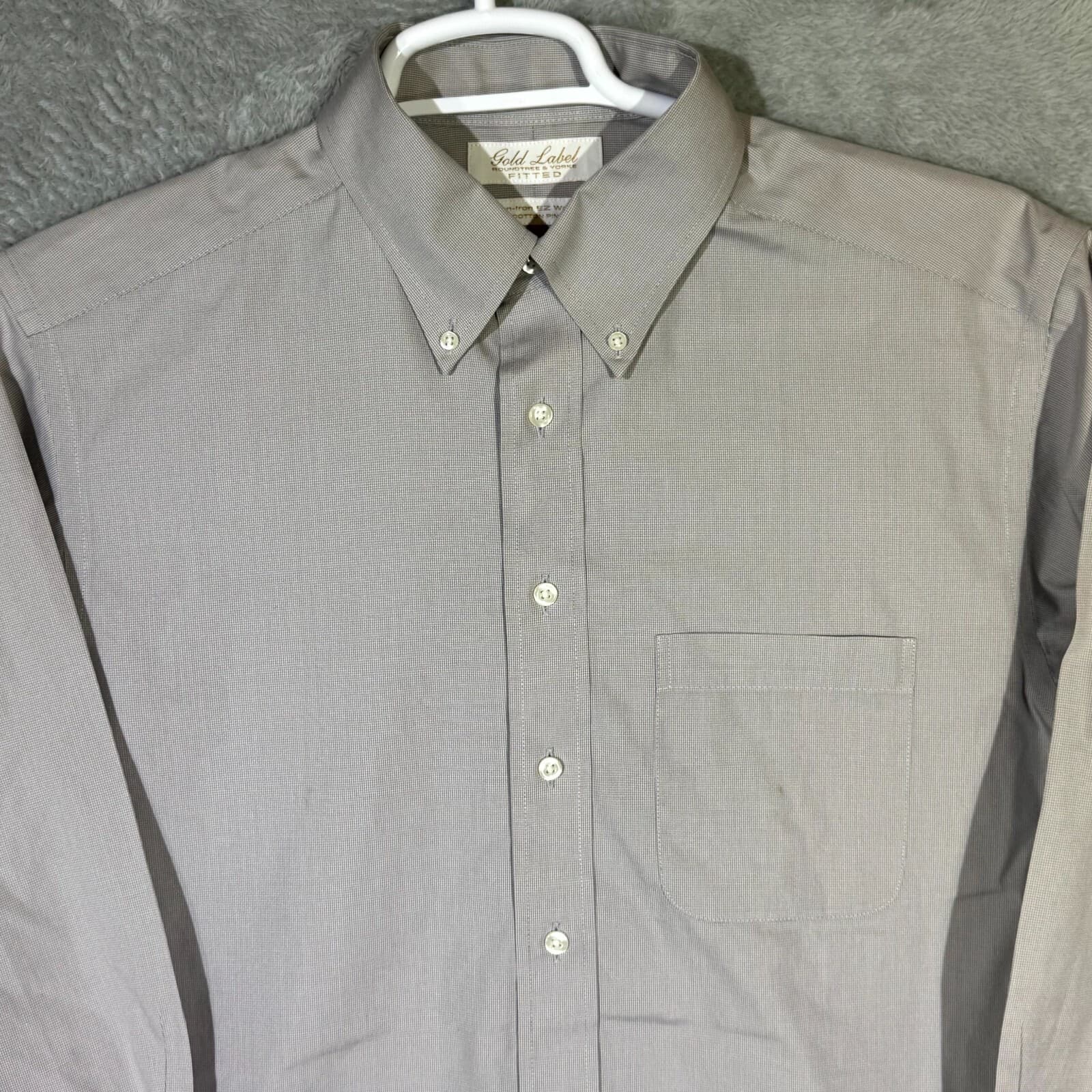 Gold Label Shirt Mens 16 33 Gray Fitted Dress Shirt 100 Percent Cotton Career - Thumbnail 4