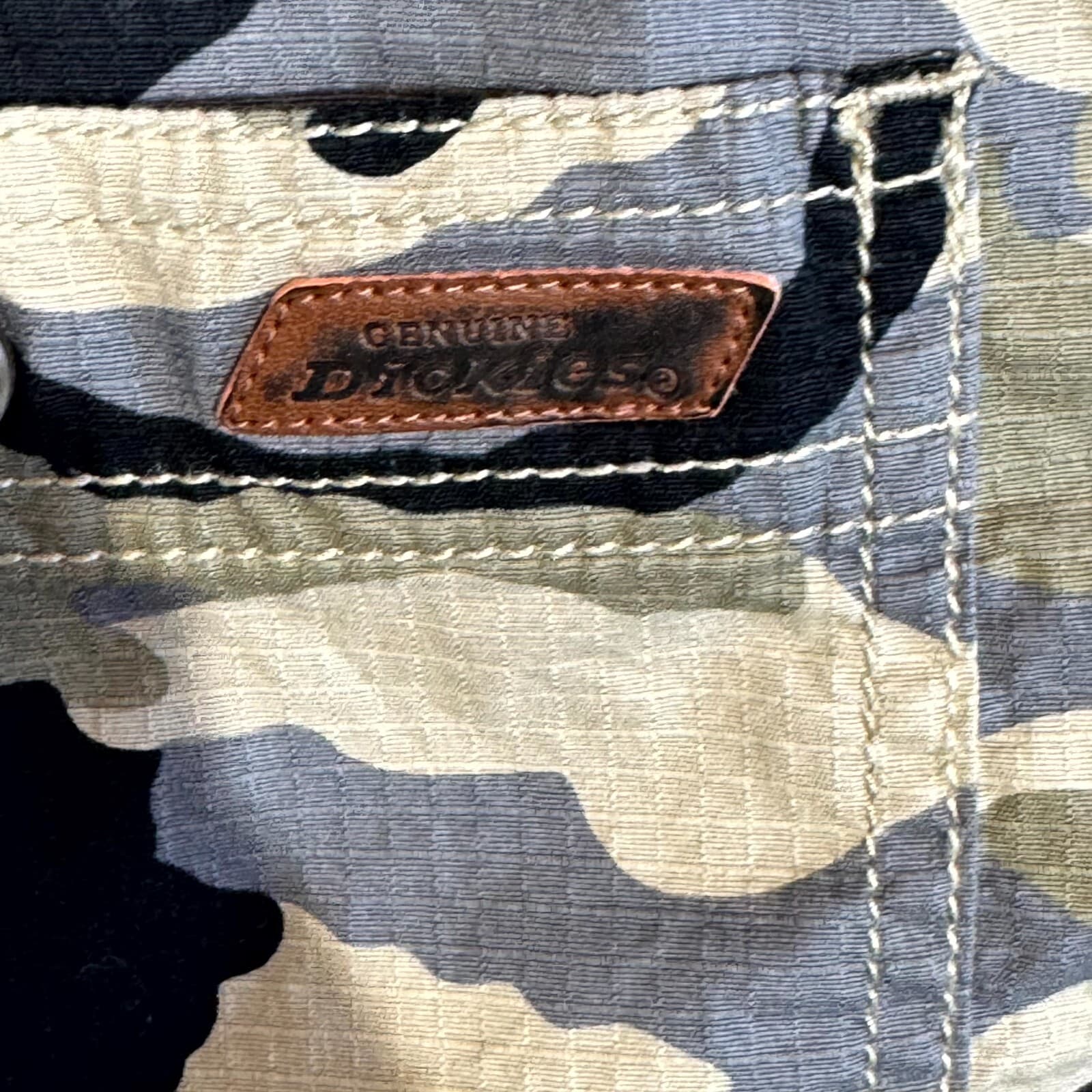 Dickies Shirt Mens 3XL Gray Camouflage Stretch Short Sleeve Button Up Casual - Thumbnail 7