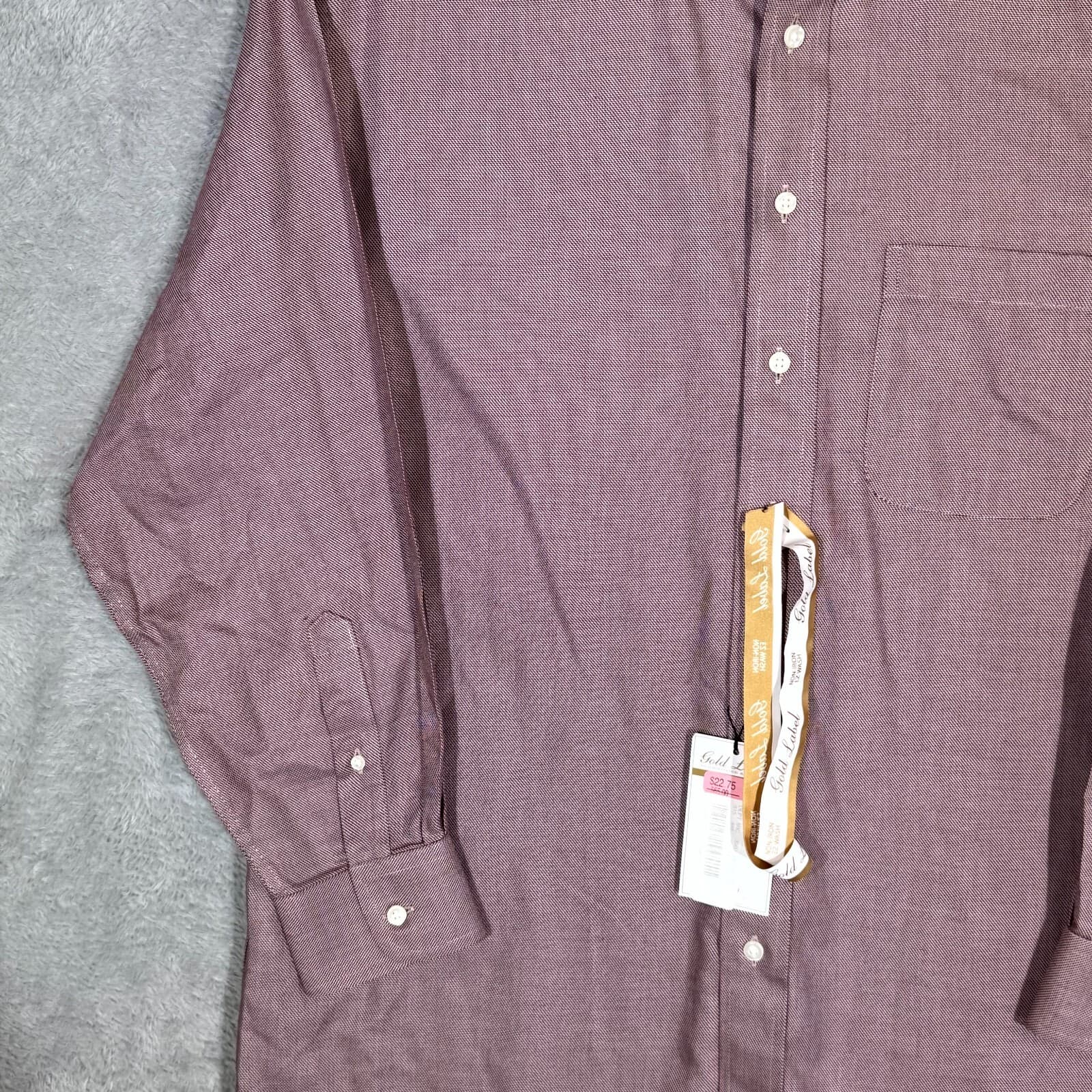 Gold Label Shirt Mens 16 33 Red Fitted Dress Shirt 100 Percent Cotton Career - Thumbnail 3