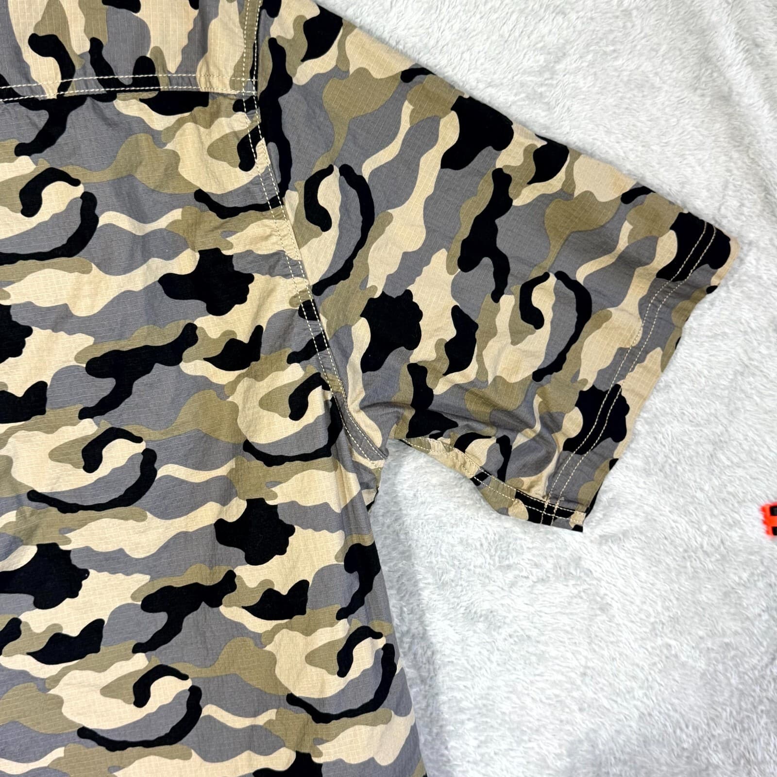 Dickies Shirt Mens 3XL Gray Camouflage Stretch Short Sleeve Button Up Casual - Thumbnail 12