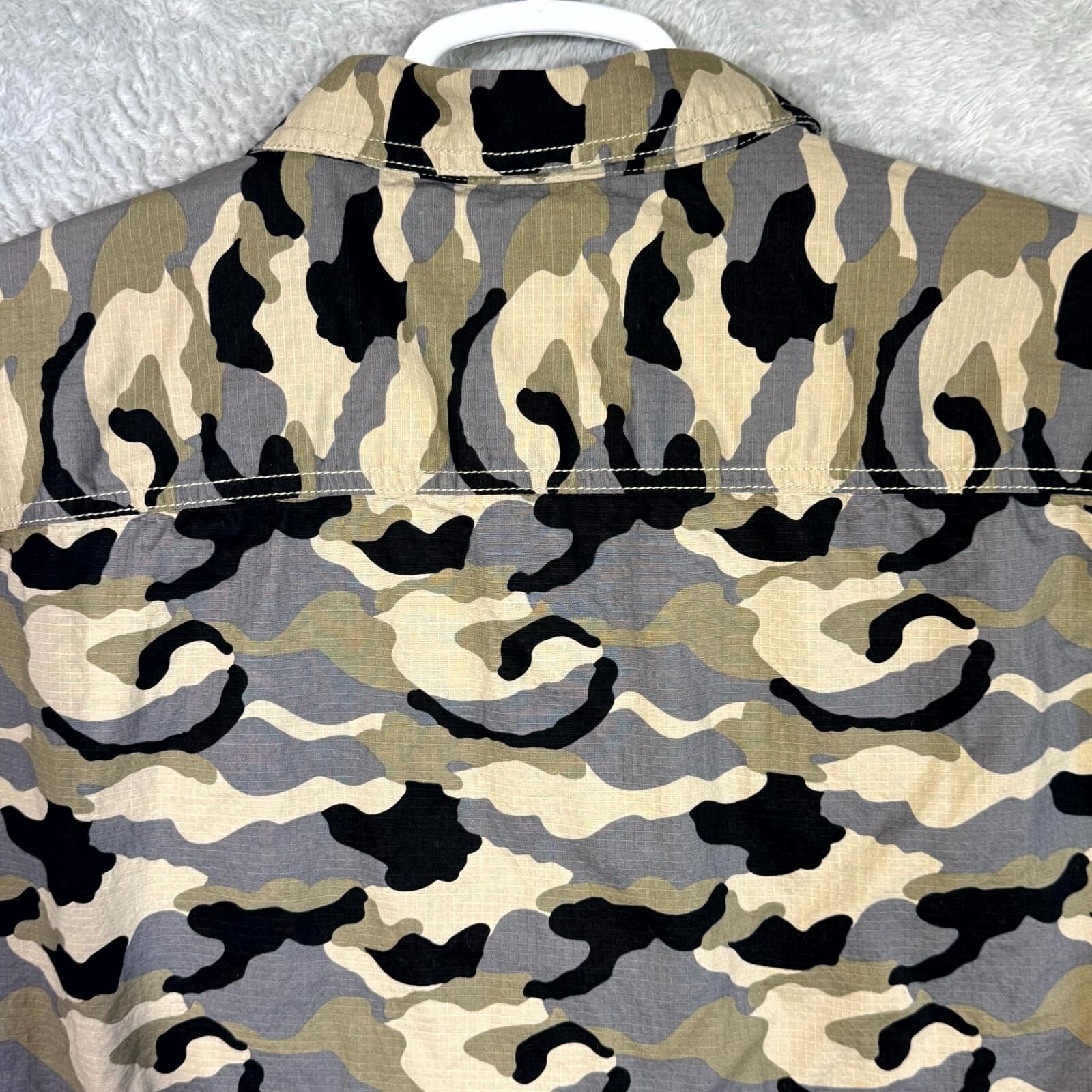 Dickies Shirt Mens 3XL Gray Camouflage Stretch Short Sleeve Button Up Casual - Thumbnail 11