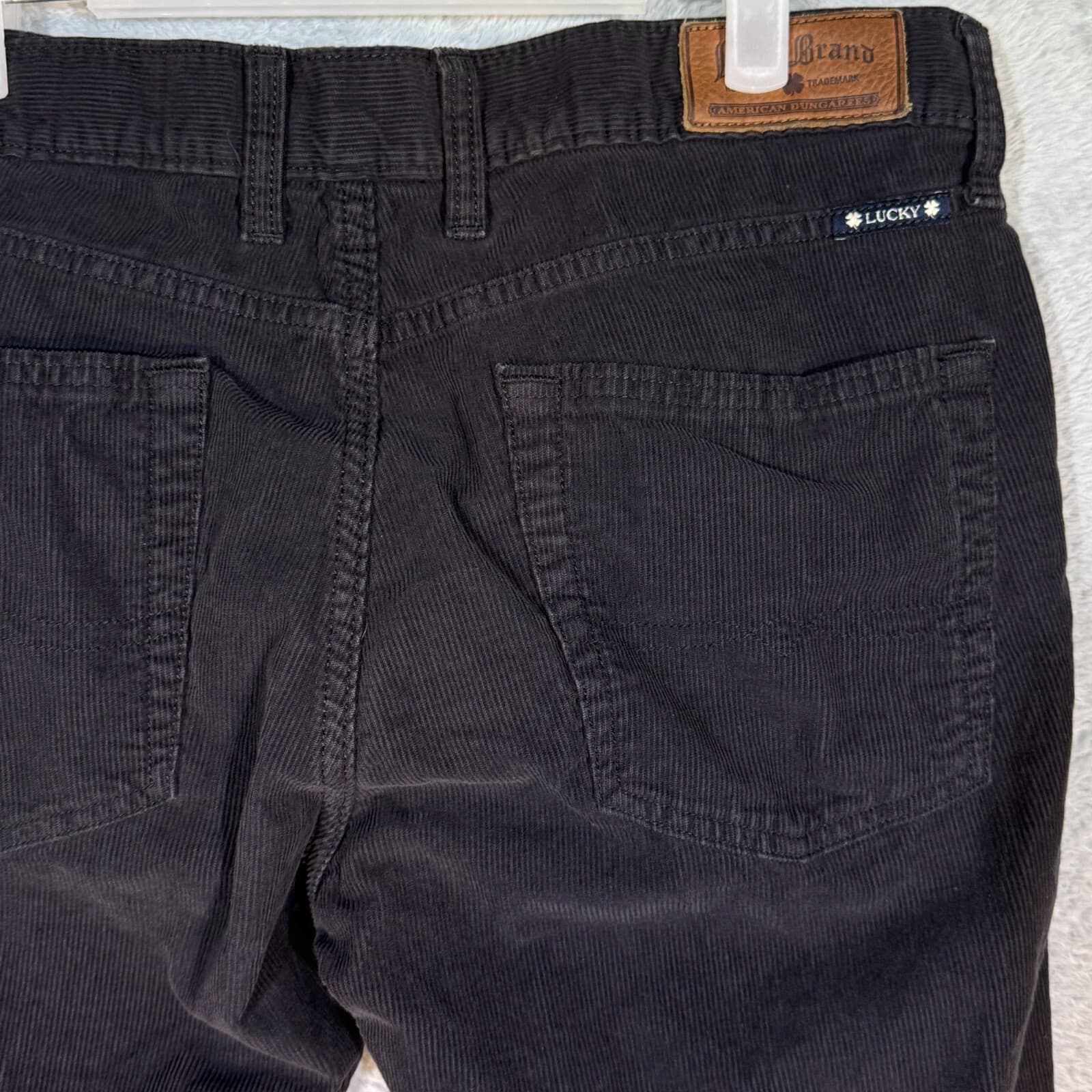 Lucky Brand 361 Vintage Straight Mens 34x32 Black Corduroy Jeans - Thumbnail 7