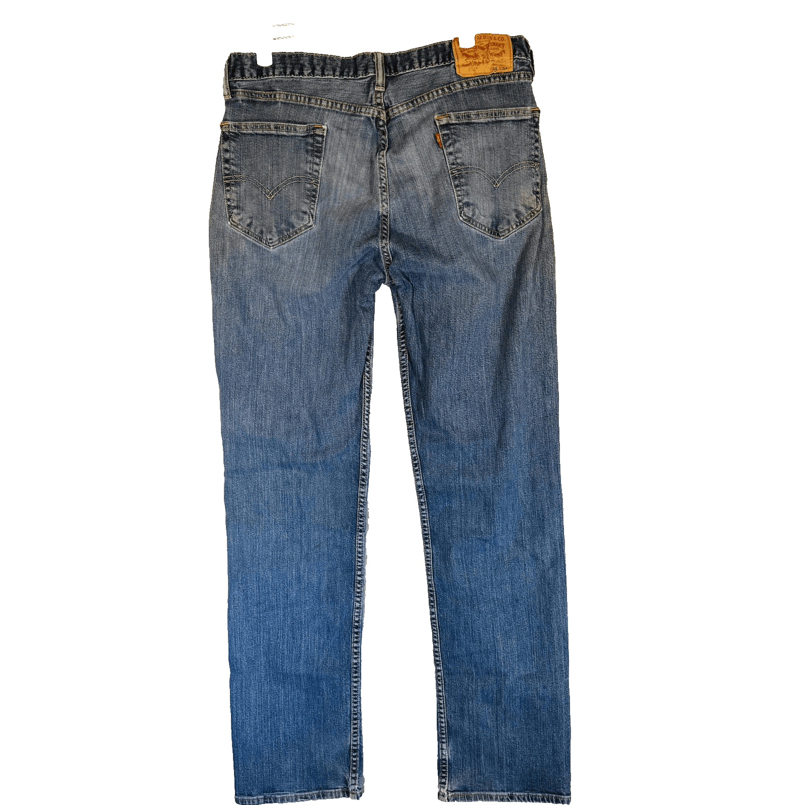 Levis 514 Jeans Mens 34x34 Blue Light Wash Straight Denim Zip Fly Stretch - Thumbnail 8