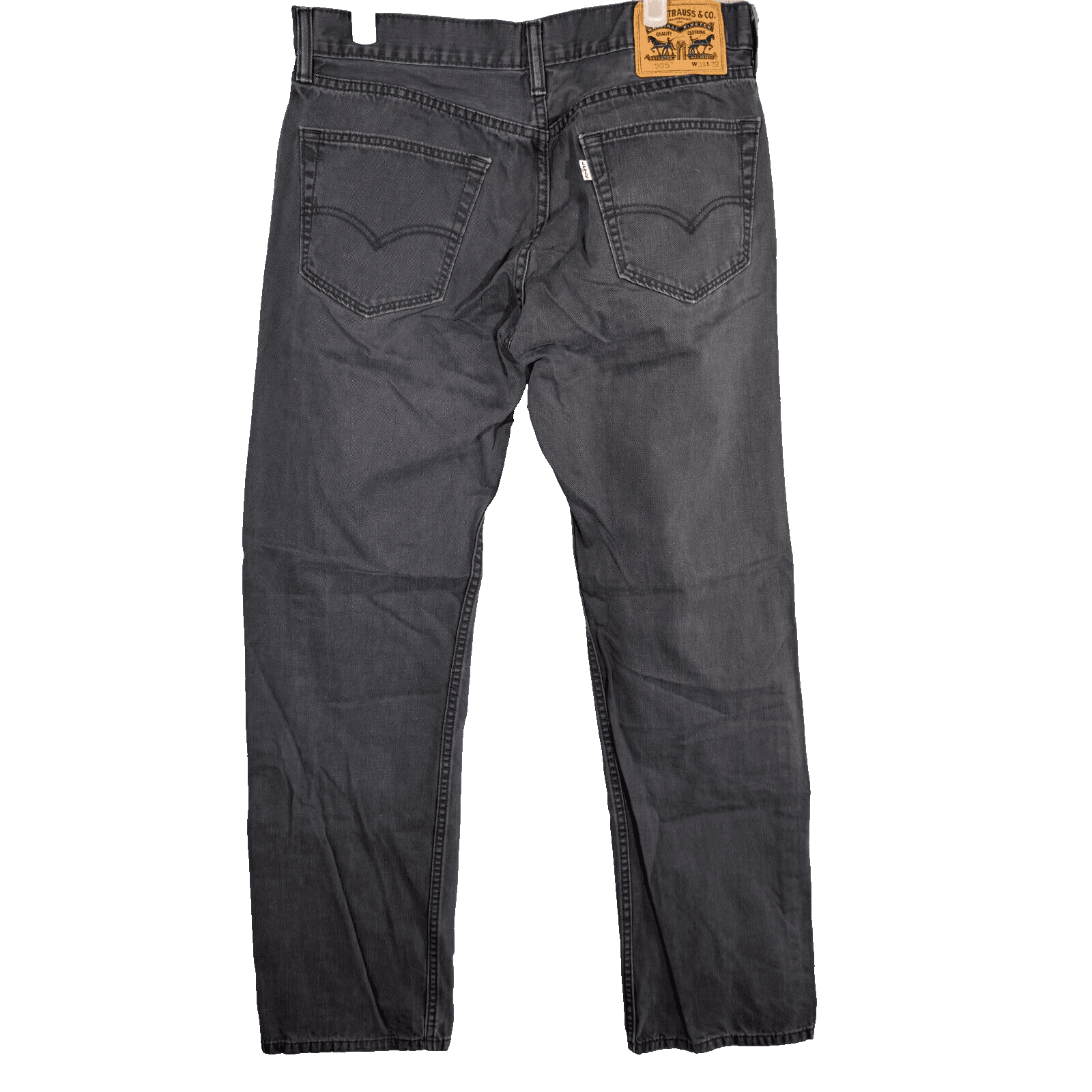 Levis 505 Jeans Mens 33x32 Black Regular Fit Straight Leg Denim Zip Fly Classic - Thumbnail 2