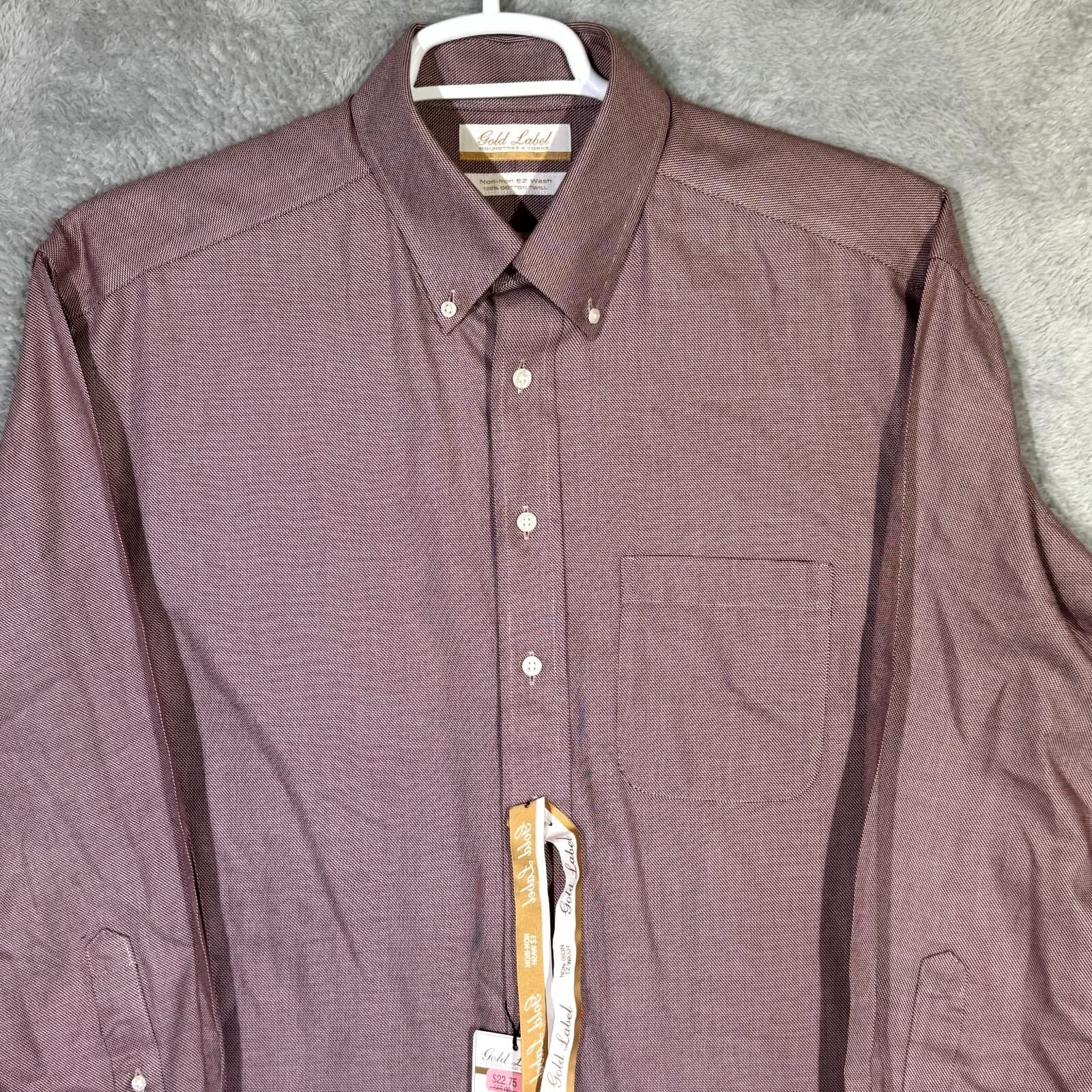 Gold Label Shirt Mens 16 33 Red Fitted Dress Shirt 100 Percent Cotton Career - Thumbnail 4