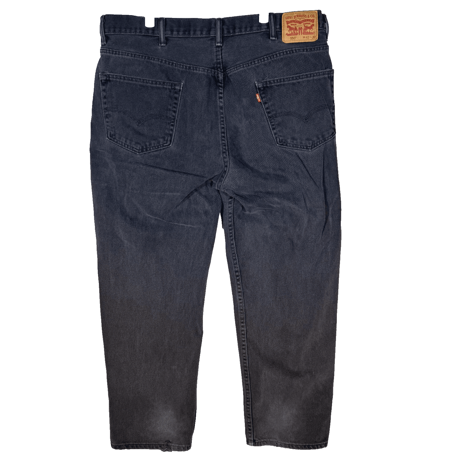 Levi's 550 Jeans Mens 42x30 Black Denim Relaxed Fit Tapered Leg Mid Rise Zip Fly - Thumbnail 2