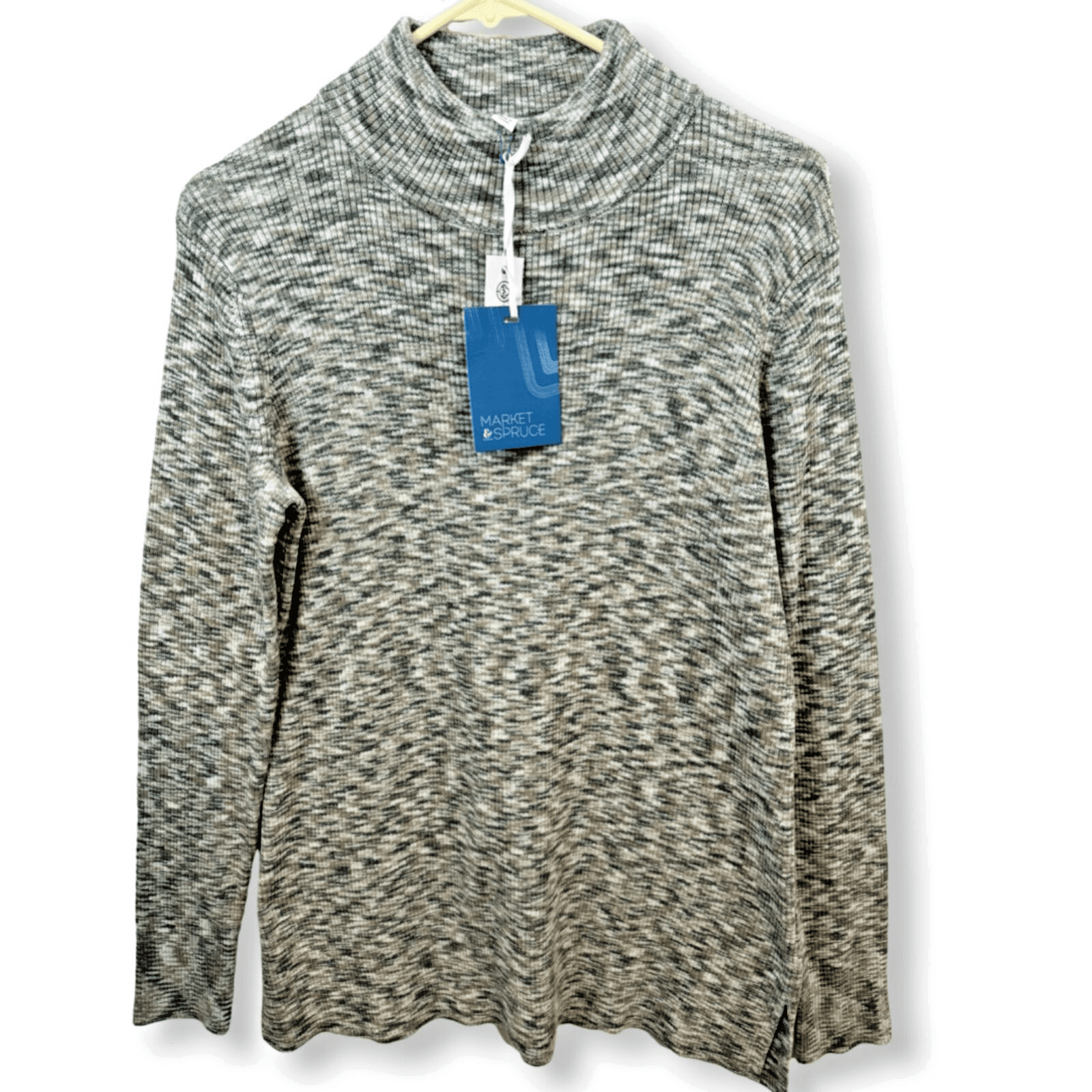 Market & Spruce Sweater Women's L Green Knit Pullover Turtleneck Cozy Soft W 36 - Image 1