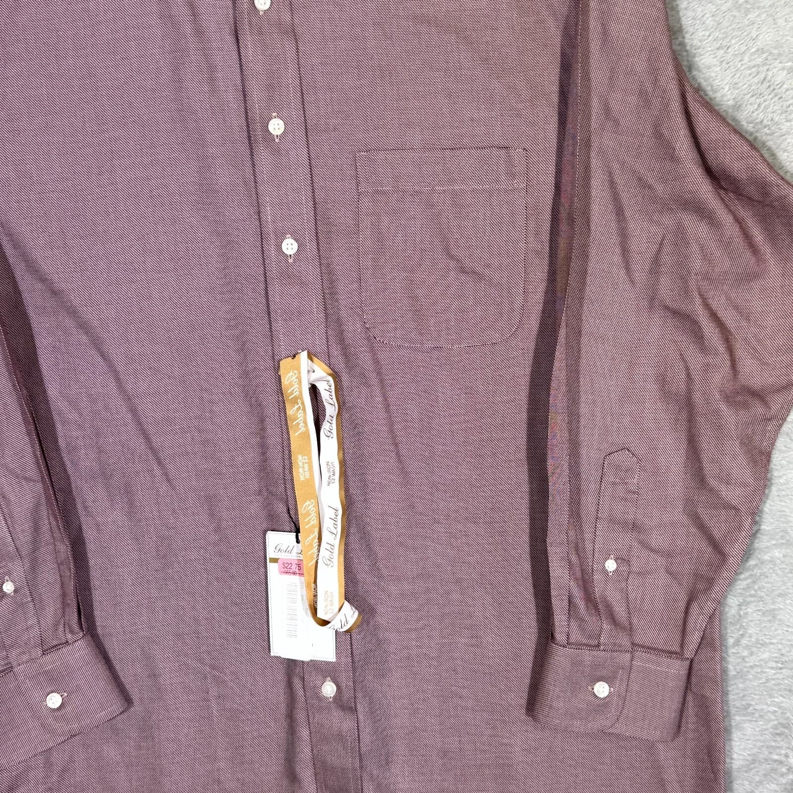 Gold Label Shirt Mens 16 33 Red Fitted Dress Shirt 100 Percent Cotton Career - Thumbnail 5